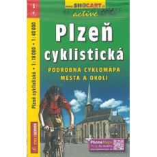 Plzeň cyklistická 1:18 000 a 1:40 000, podrobná cyklomapa města a okolí, Shocart