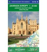 Zahrada Evropy 1:25 000, plán centra měta Mikulov a Lednický areál, turistická mapa Geodézie On Line