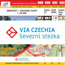 VIA CZECHIA - Severní stezka, 4 boxy s mapami, mapy zobrazují celý průběh stezky - pro pěší, cyklisty i lyžaře