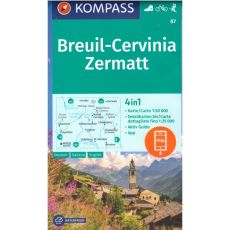 Breuil-Cervinia, Zermatt 1:50 000 (KOMPASS 87)
