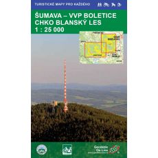 Šumava - VVP Boletice, Blanský les, podrobná turistická mapa Geodézie On Line